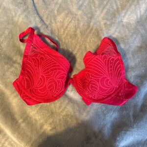 Soma Lightest Lift Idyllic Lace Plunge Pink/Red Lace Underwire Bra